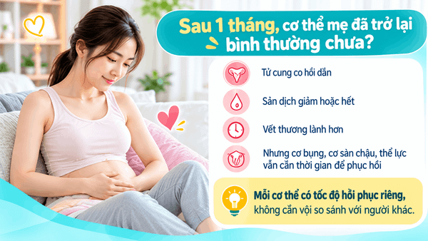 Quá trình phục hồi cơ thể mẹ sau sinh 1–3 tháng