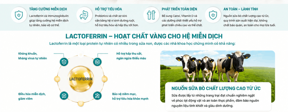 Sữa Hoàng Gia Úc Lactoferrin Formula Milk Powder hỗ trợ tăng cường miễn dịch