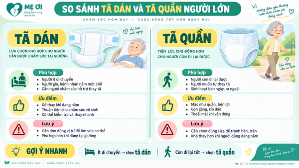 So sánh tã dán và tã quần người lớn