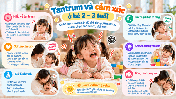 Tantrum và cảm xúc ở bé 2–3 tuổi