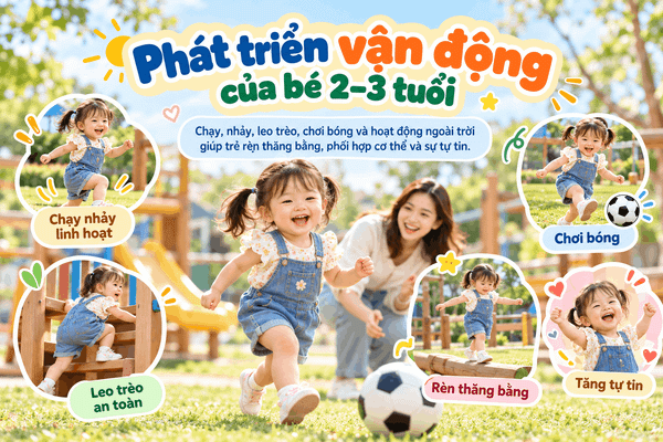 Phát triển vận động của bé 2–3 tuổi