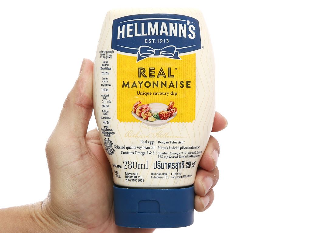 Xốt Mayonnaise Vị Nguyên Bản Hellmann’s 280ml - Thương Hiệu Mỹ, SX Thái Lan | Hellmann’s Real Mayonnaise 280ml