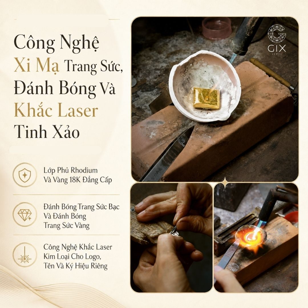 (Xi mạ, đánh bóng và khắc laser là ba công đoạn quyết định độ sáng bóng, tinh xảo của thành phẩm)