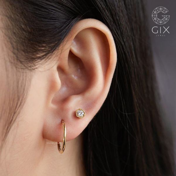 Bông tai cho người mặt dài thiết kế hình nụ đính đá Moissanite cực lấp lánh sang trọng Gix Jewel)