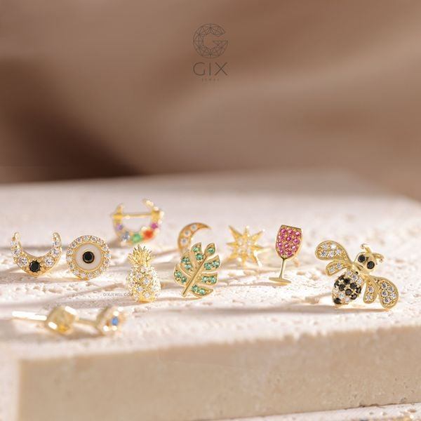 Bông tai cho người mặt dài thiết kế hình bướm đính đá Gix Jewel