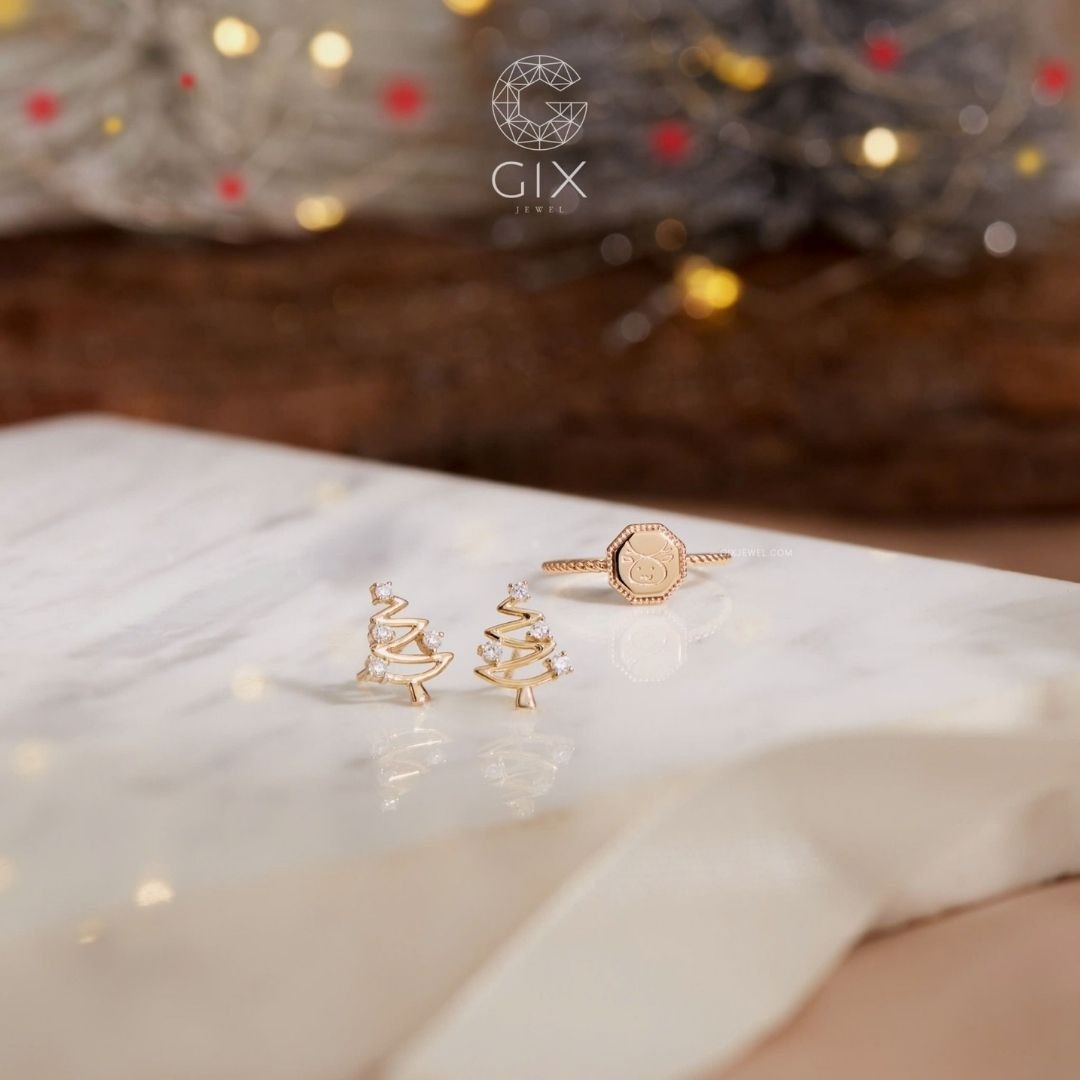 Bông tai hình cây thông uốn tầng lấp lánh