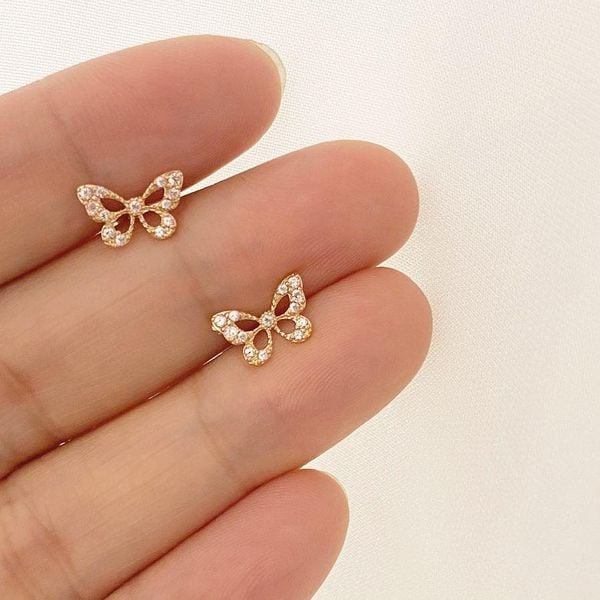 Bông tai cho người mặt dài thiết kế hình bướm đính đá Gix Jewel