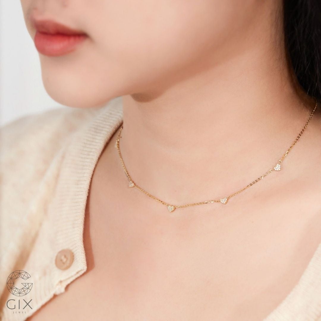Choker đính đá hình trái tim GNL25050164