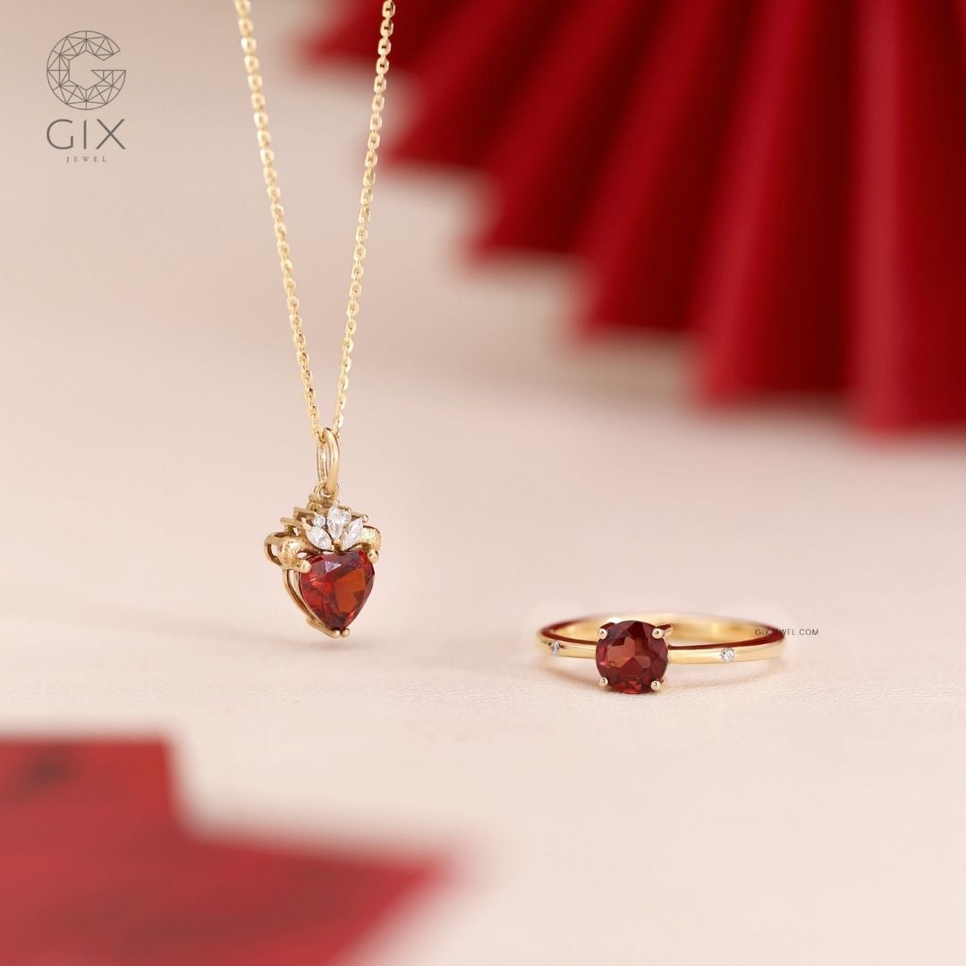 Dây chuyền đính đá garnet GNL25050209