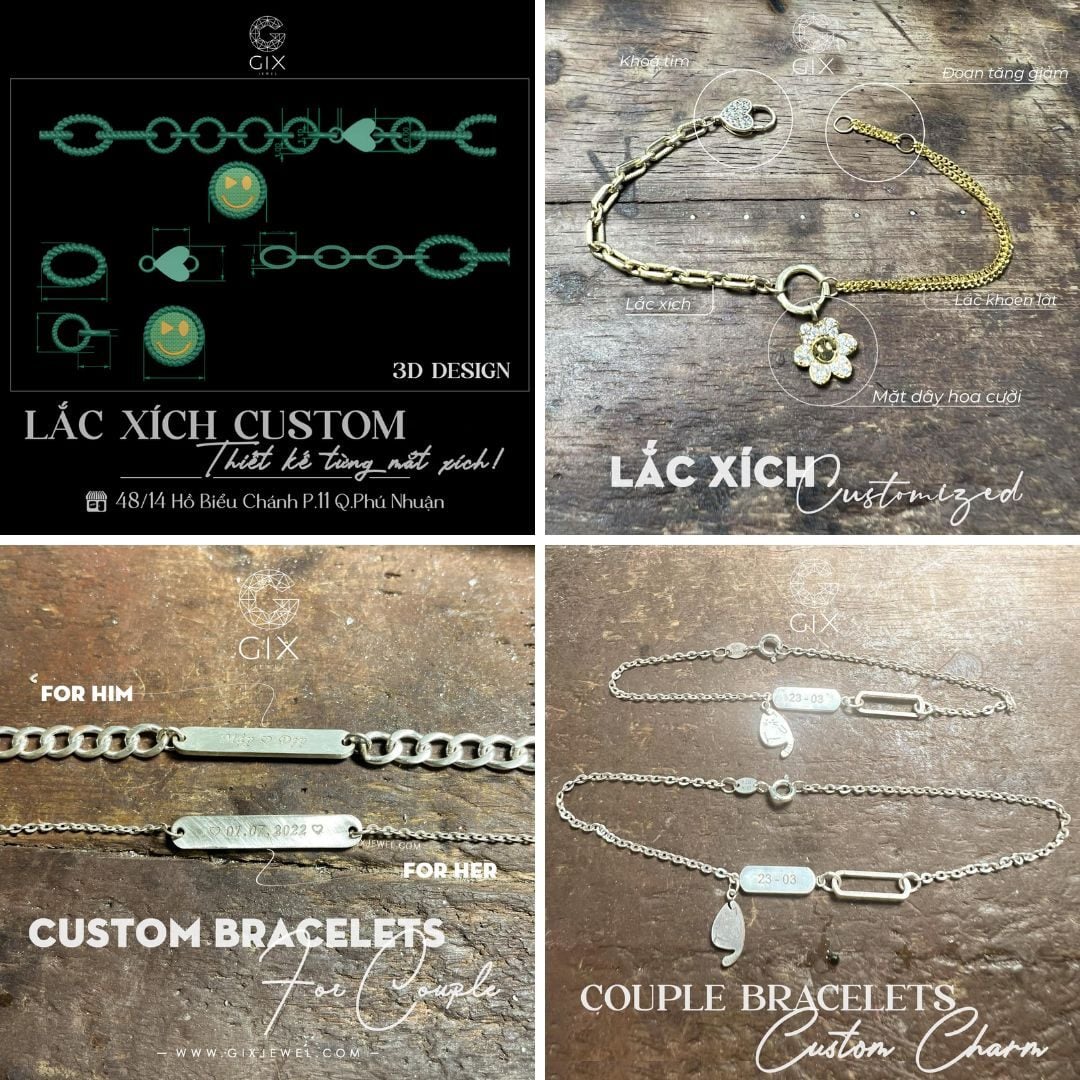 Gix Jewel nhận thiết kế lắc tay xích riêng theo chất liệu, kích thước và câu chuyện cá nhân