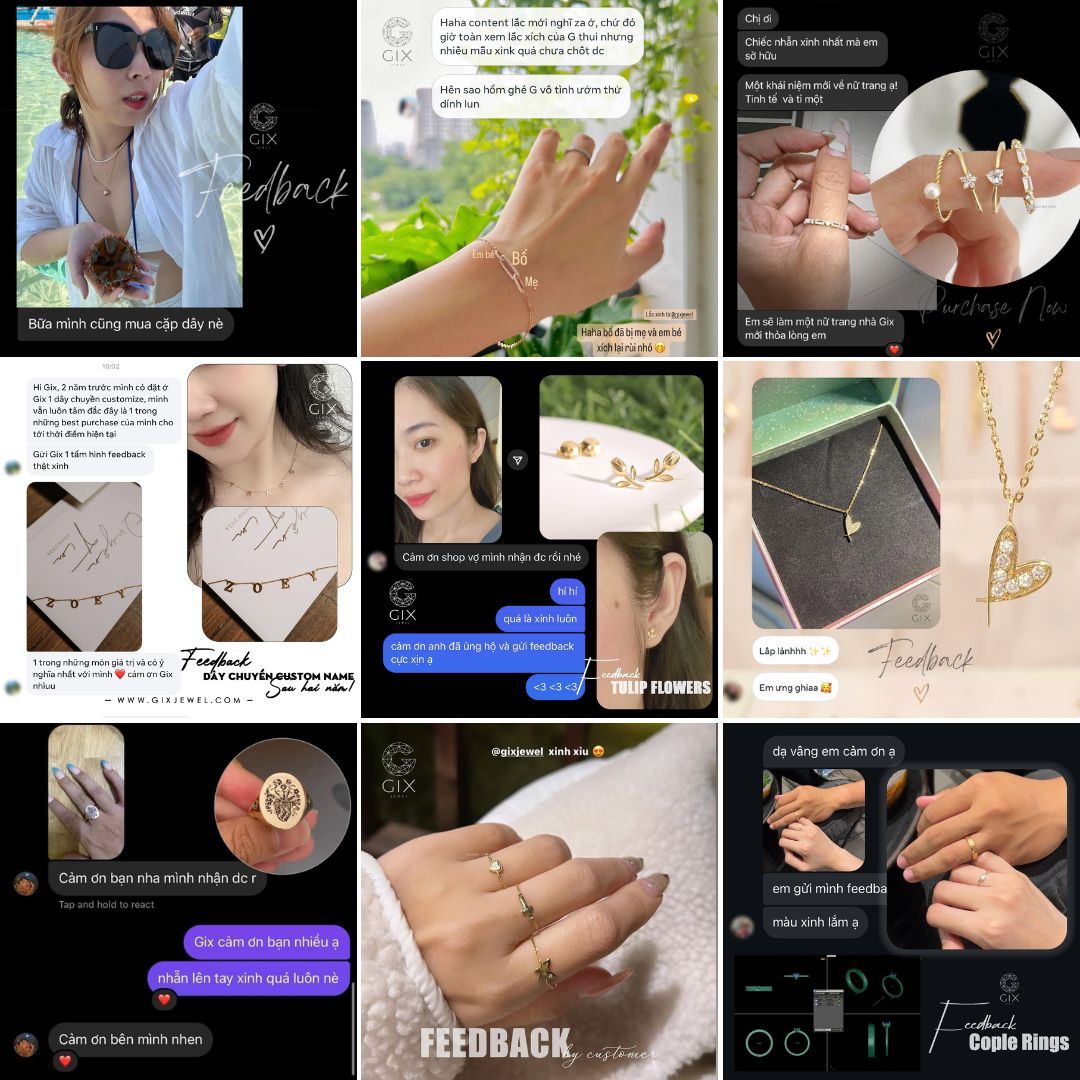 Feedback của khách hàng khi mua trang sức vàng tây tại Gix Jewel
