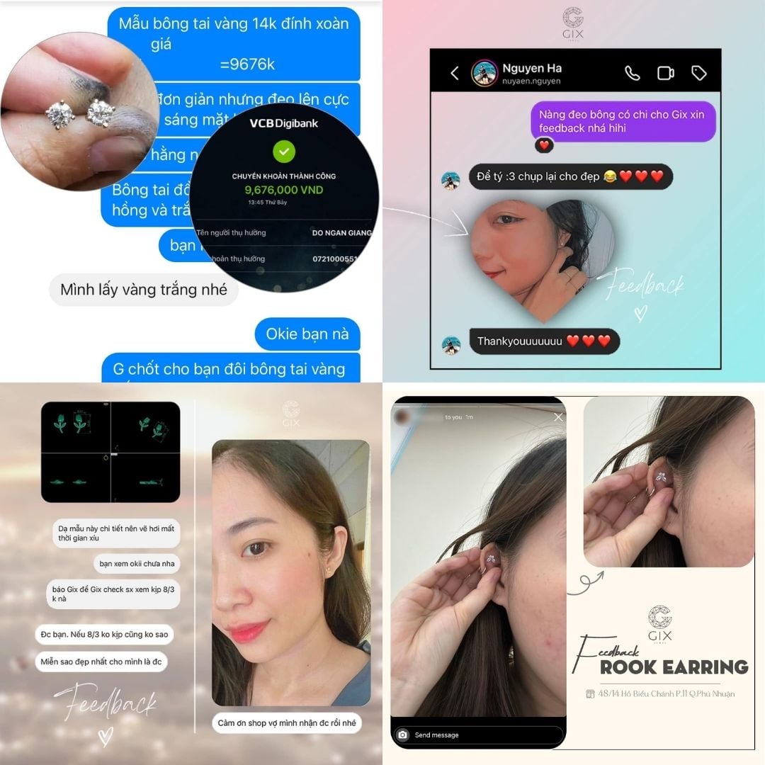Feedback của khách hàng khi mua bông tai tại Gix Jewel