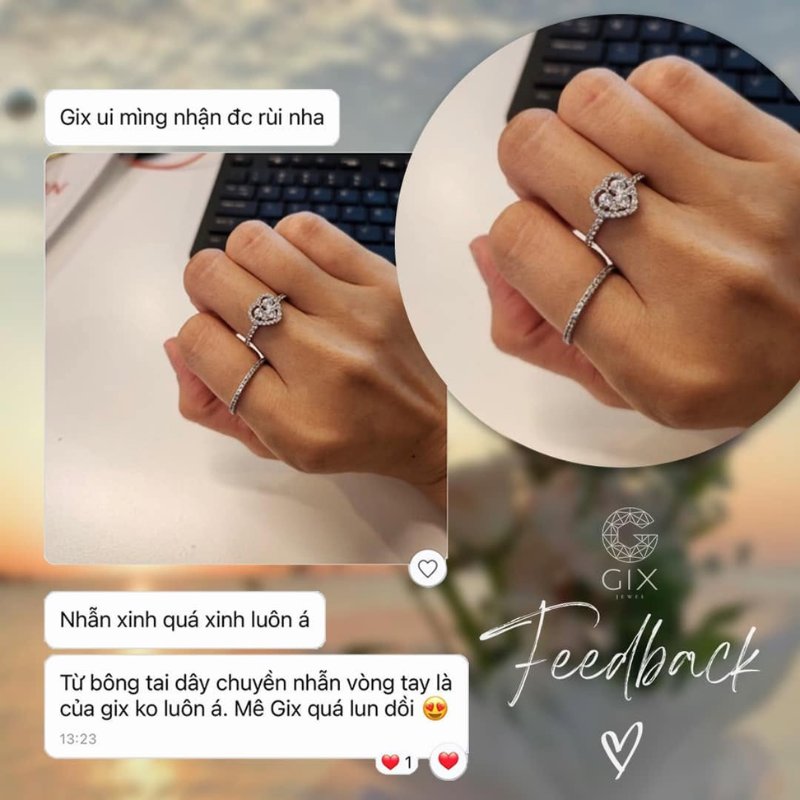 Phản hồi thực tế từ khách hàng đặt nhẫn cầu hôn Halo tại Gix Jewel