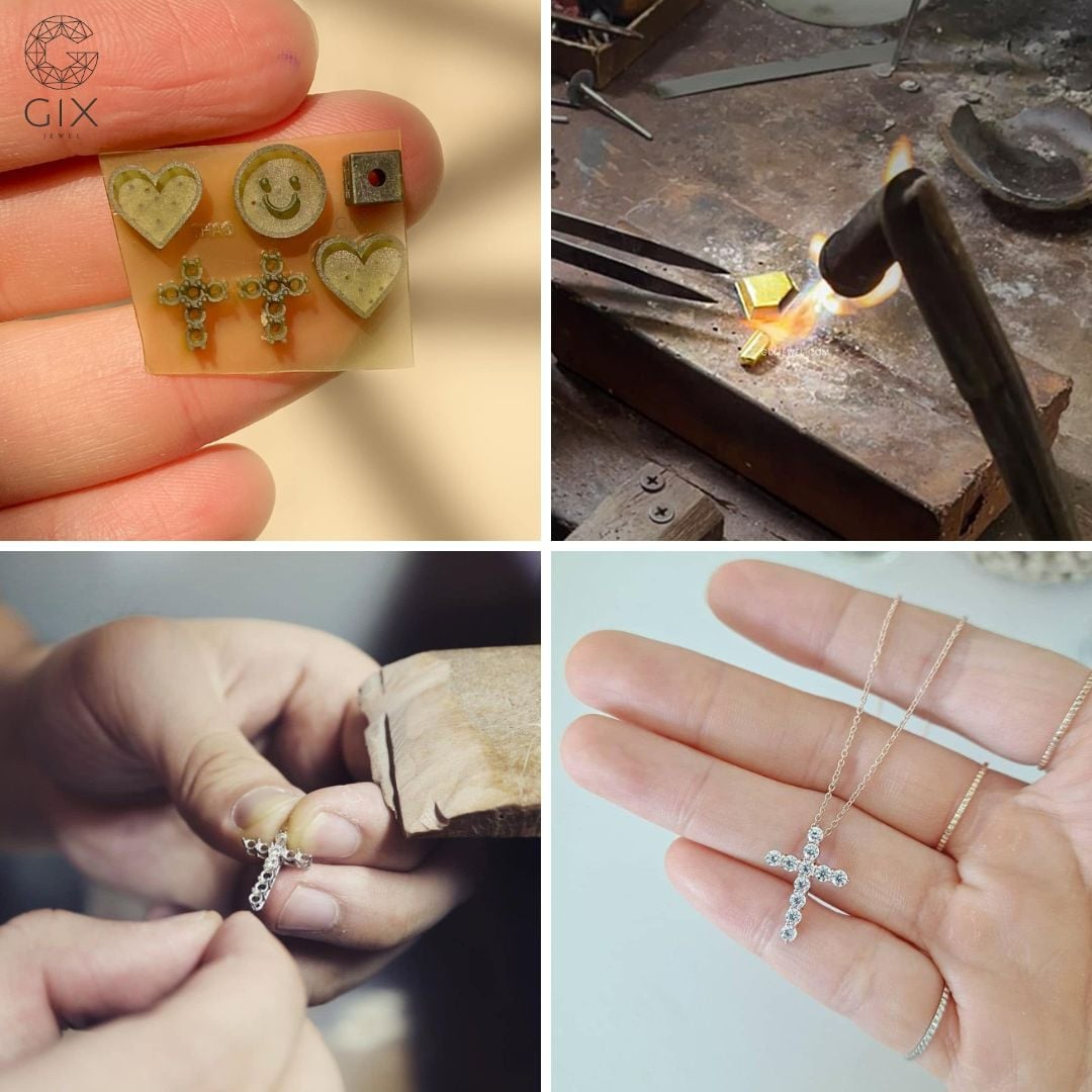 Quy trình thiết kế và gia công dây chuyền mặt thánh giá vàng tại Gix Jewel