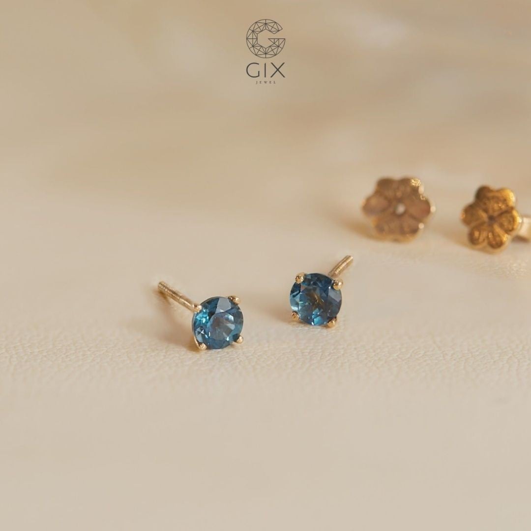 Khuyên tai đính đá Birthstone tinh tế