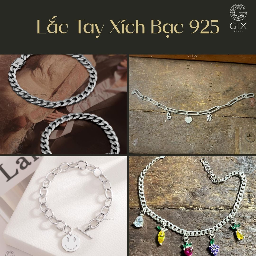 Lắc tay xích bạc 925 màu trắng sáng, dễ phối đồ và có mức giá dễ tiếp cận