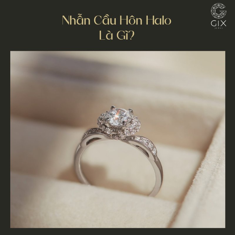 Cấu trúc vòng Halo bao quanh viên đá chủ tạo hiệu ứng quầng sáng đặc trưng