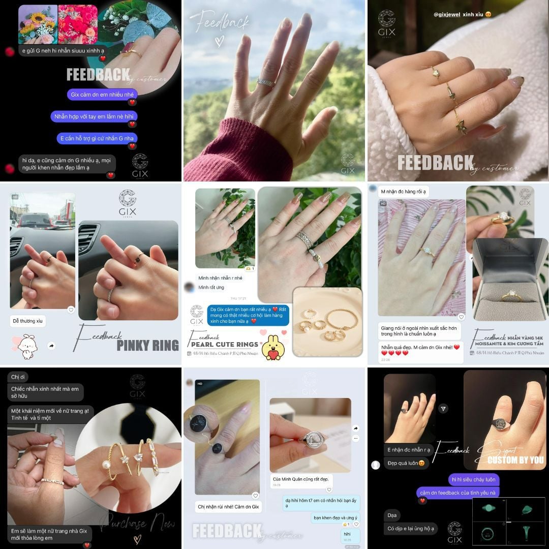 Feedback của khách hàng khi mua nhẫn chữ cái tại Gix Jewel