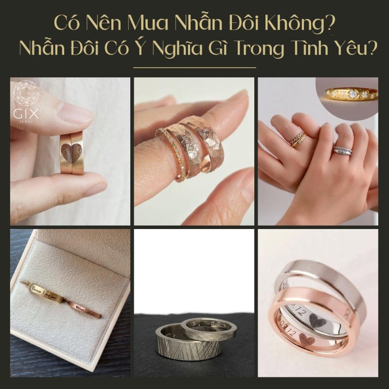 Nhẫn đôi mang ý nghĩa gắn kết và kỷ niệm, khác biệt rõ với nhẫn cưới về mục đích sử dụng