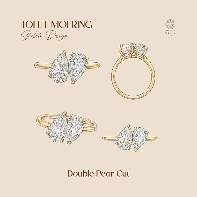 Nhẫn Toi-Et-Moi Double Pear Cut mang vẻ đẹp cân xứng, mềm mại và thanh thoát