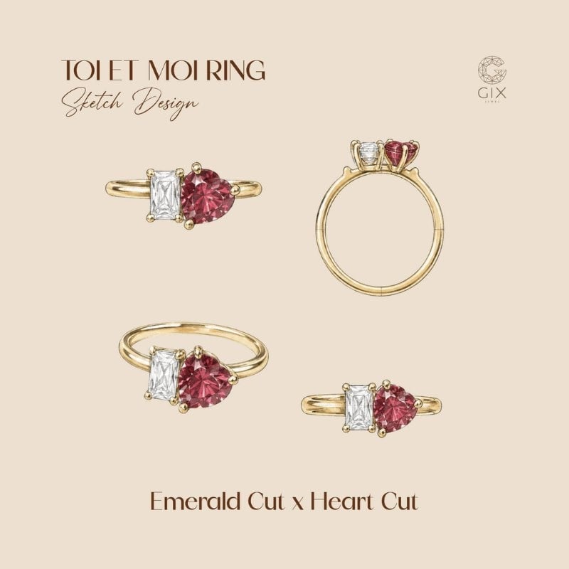 Nhẫn Toi-Et-Moi Emerald và Heart Cut kết hợp nét sang trọng cùng thông điệp tình yêu