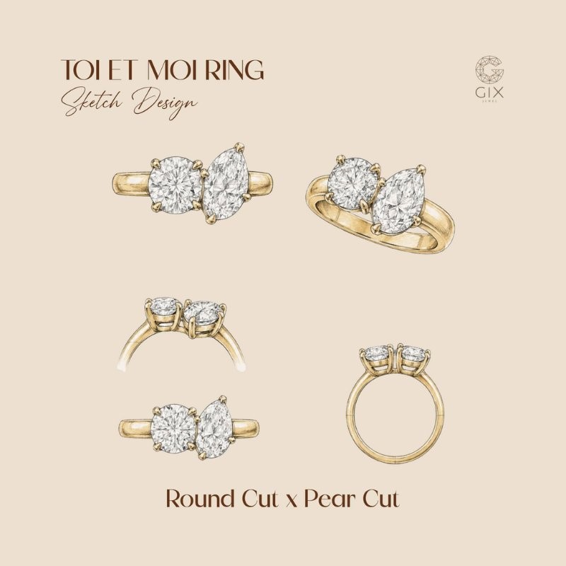 Nhẫn Toi-Et-Moi Round và Pear dễ đeo, giữ được nét thanh lịch quen thuộc