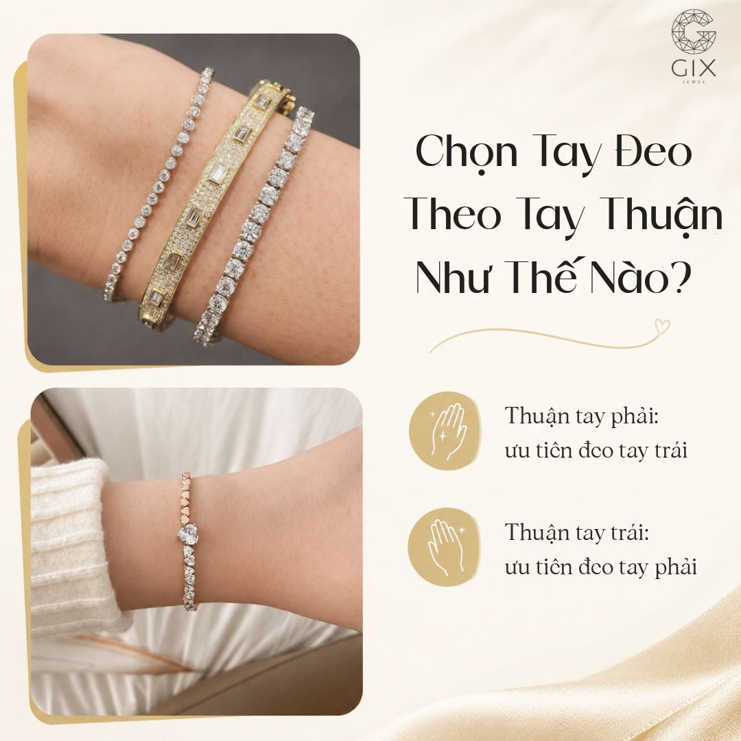 (Chọn tay đeo vòng theo tay thuận, hạn chế va chạm khi sinh hoạt)