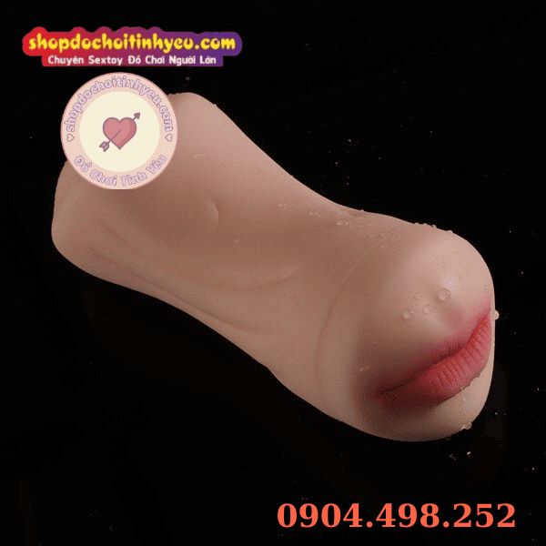 Âm đạo giả 2 đầu miệng môi răng lưỡi mềm mại cầm tay cho nam