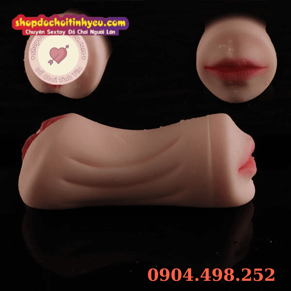 Âm đạo giả 2 đầu miệng môi răng lưỡi mềm mại cầm tay cho nam
