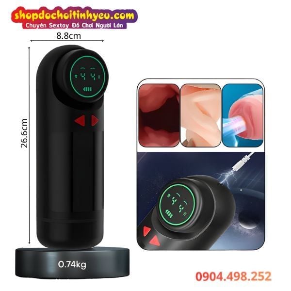 Âm Đạo Giả Rung Hút Thụt Thiết Kế Khoang Hạt Nổi 3D Chân Thực