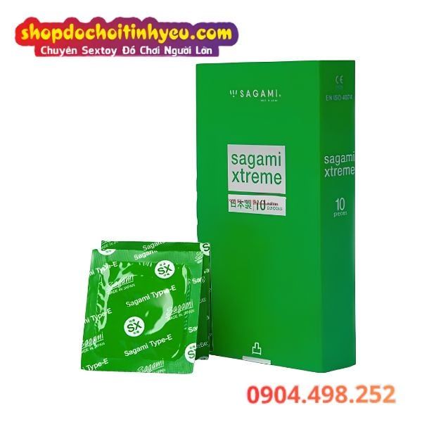 Bao Cao Su Sagami Green Thiết Kế Siêu Mỏng Có Gai Gân Nổi