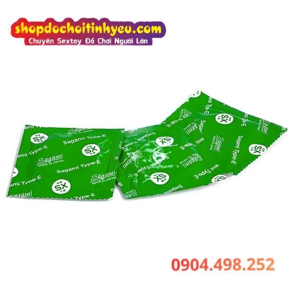 Bao Cao Su Sagami Green Thiết Kế Siêu Mỏng Có Gai Gân Nổi