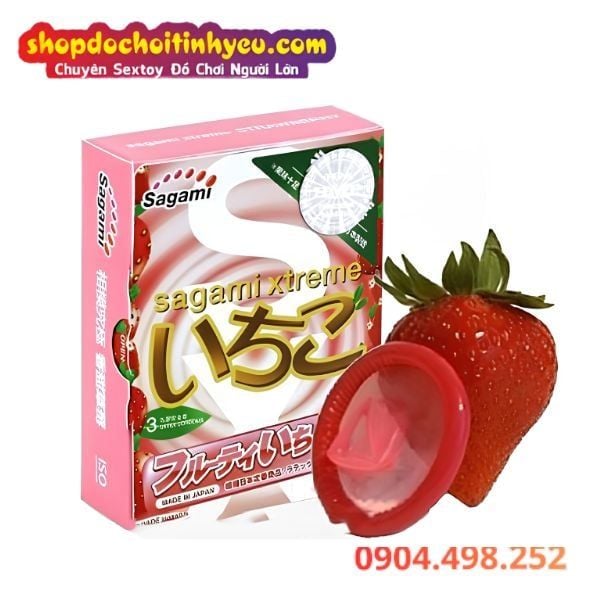 Bao Cao Su Sagami Xtreme Strawberry Hương Dâu Ngọt Ngào