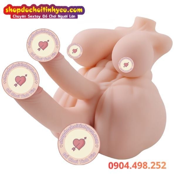 Búp Bê Tình Dục Bán Thân Bisexual Vú To Có 2 Dương Vật Khủng