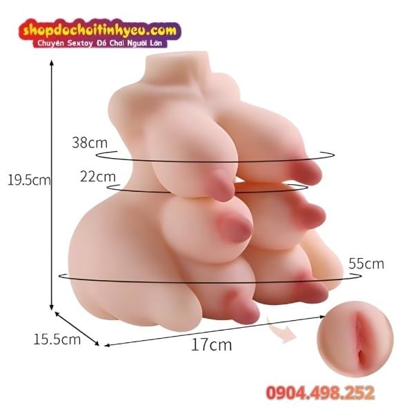 Búp Bê Tình Dục Bán Thân Mini Thiết Kế Táo Bạo Bò Sữa 6 Vú