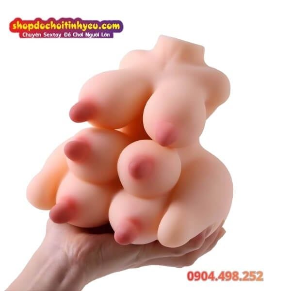 Búp Bê Tình Dục Bán Thân Mini Thiết Kế Táo Bạo Bò Sữa 6 Vú