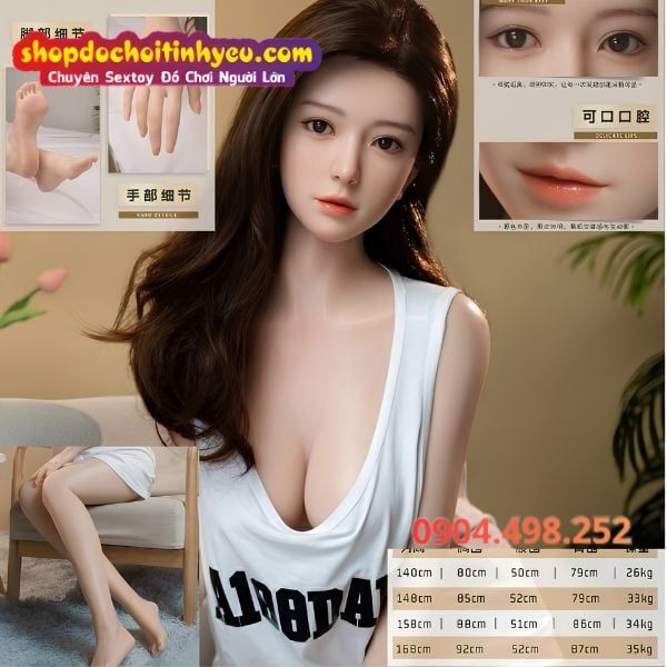 Búp Bê Tình Dục Cao Cấp Thân Hình Sexy Mặc Váy Ngủ Trắng