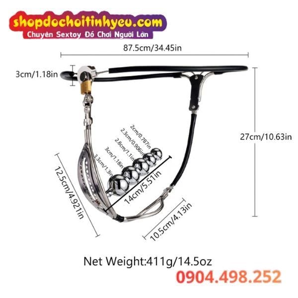 Đai Trinh Tiết Chất Liệu Thép Không Gỉ Kèm Que Hạt Hậu Môn