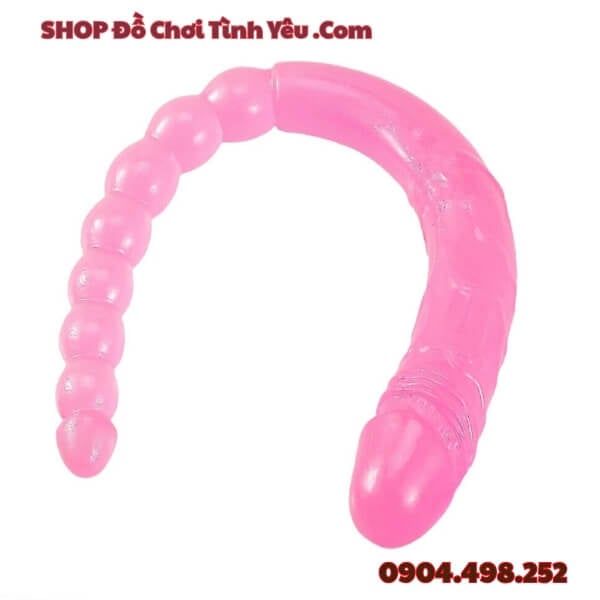 Dương Vật Giả 2 Đầu Có Đuôi Hạt Nhét Hậu Môn Kích Thích Kép
