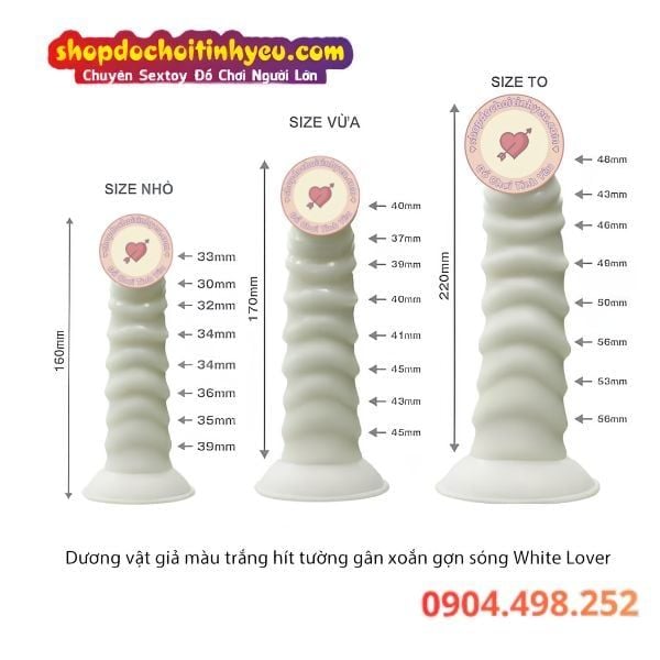 Dương vật giả màu trắng hít tường gân xoắn gợn sóng mềm mại
