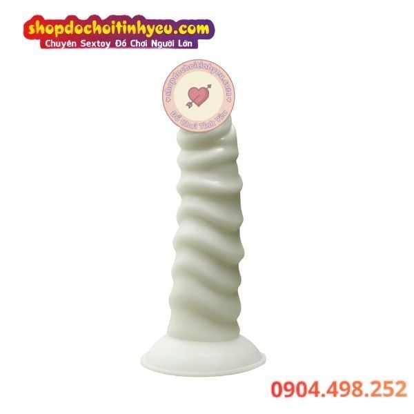 Dương vật giả màu trắng hít tường gân xoắn gợn sóng mềm mại