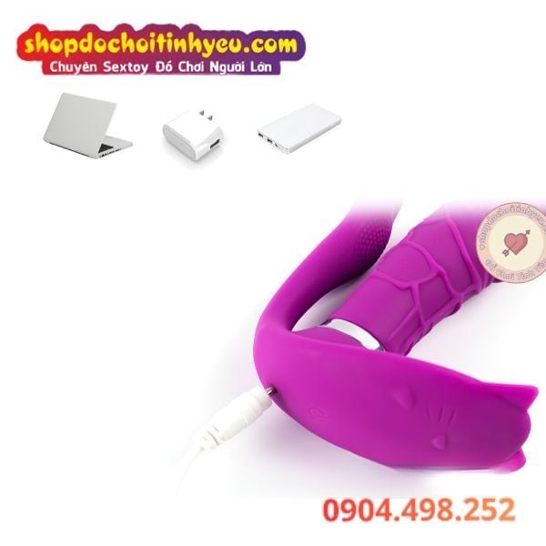 Dương Vật Giả Mini Gân Nổi Có Đầu Đuôi Mèo Rung Lỗ Nhị Hạt Le