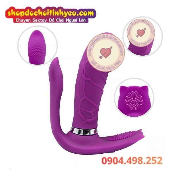 Dương Vật Giả Mini Gân Nổi Có Đầu Đuôi Mèo Rung Lỗ Nhị Hạt Le