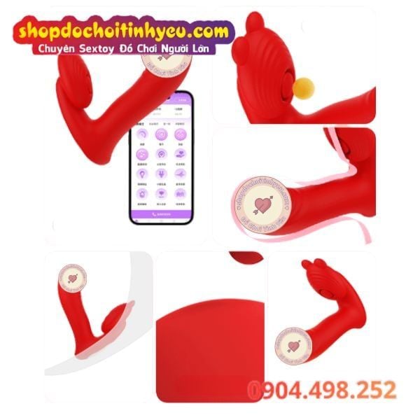 Dương Vật Giả Mini Rung Móc Làm Ấm Kèm Đầu Gõ Điều Khiển App