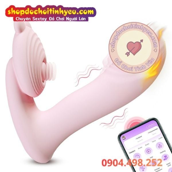 Dương Vật Giả Mini Rung Móc Làm Ấm Kèm Đầu Gõ Điều Khiển App