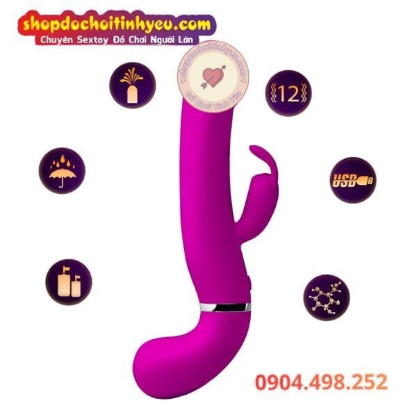 Dương Vật Giả Phun Nước Xuất Tinh Rung Kép Kèm Đầu Tai Thỏ