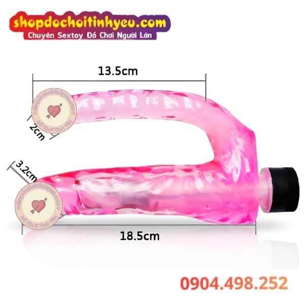 Dương Vật Giả Rung 2 Đầu Nhét Âm Đạo Hậu Môn DOUBLE PENIS