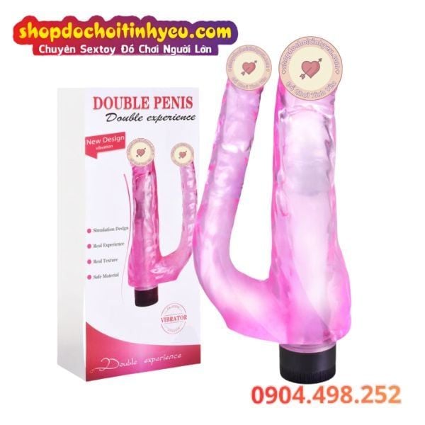 Dương Vật Giả Rung 2 Đầu Nhét Âm Đạo Hậu Môn DOUBLE PENIS