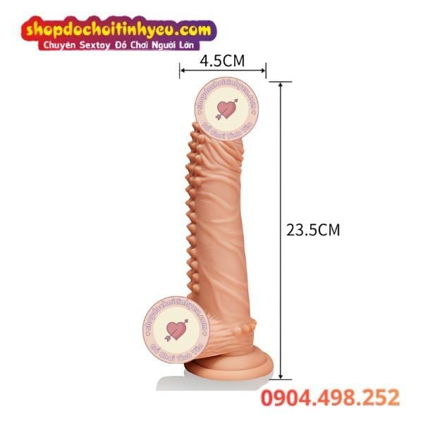 Dương vật giả YEAIN 23cm nhiều hạt siêu mềm có đế hít tường