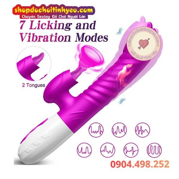 FOX máy massage âm đạo cầm tay rung thụt lưỡi liếm có nhiệt